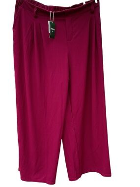 Halara Wide Leg Dress Pants 2X Pink Raspberry Stretch High Rise Work Career Pant